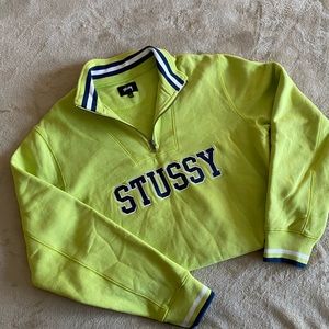 Neon Green Stussy Quarter Zip Pullover